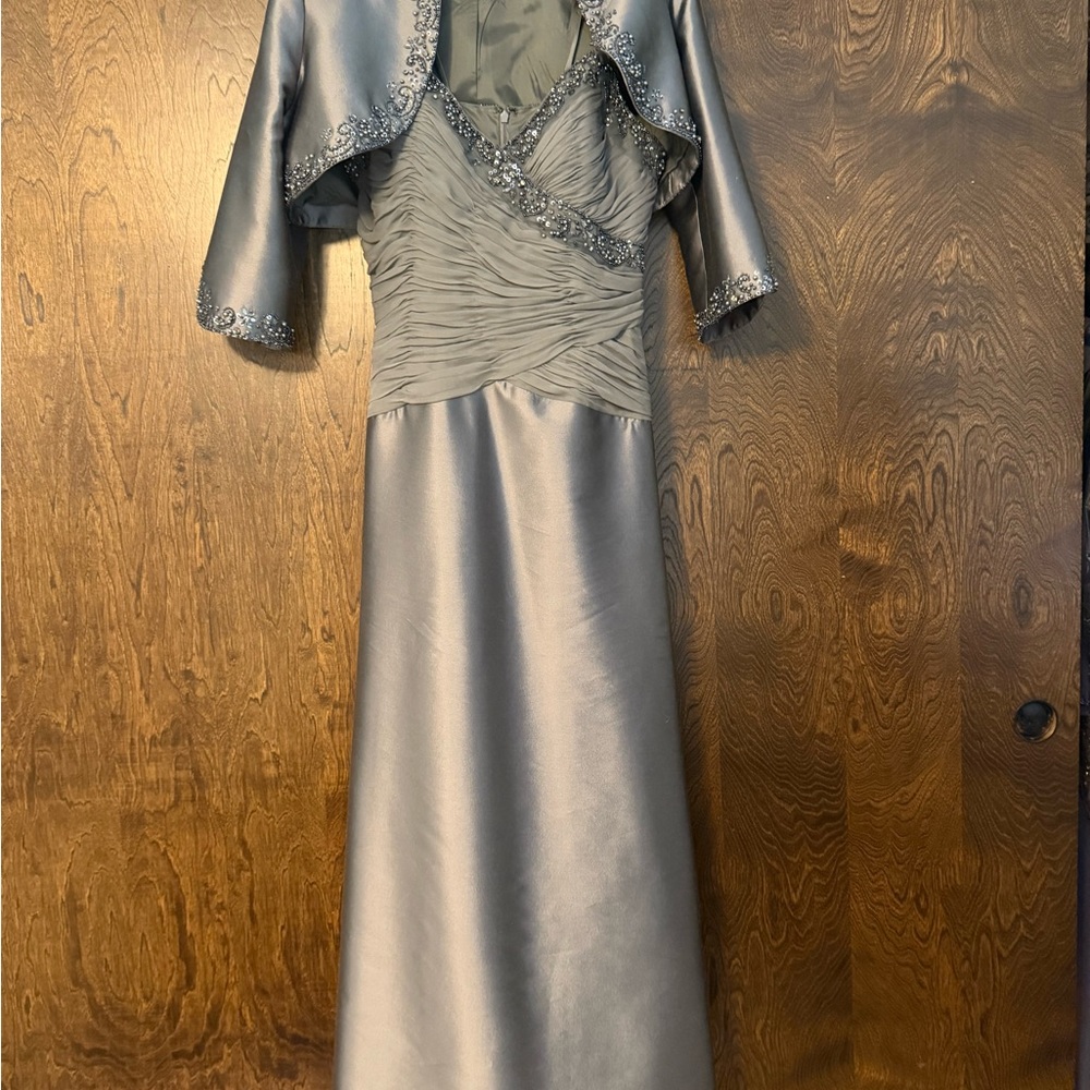 Silver mother of the bride dress with jacket